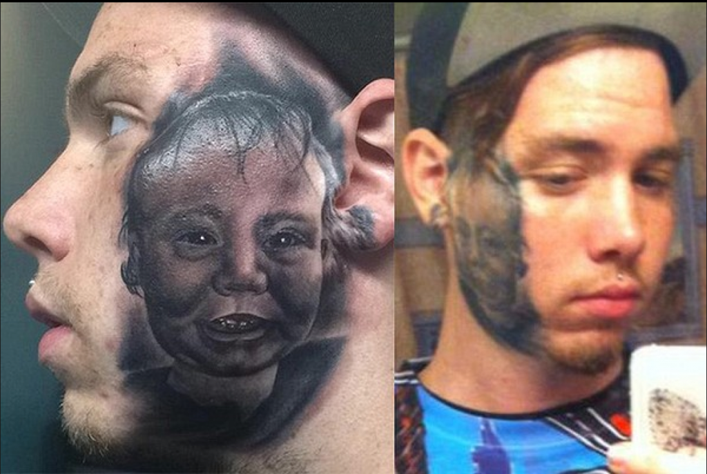 tatuagem de bebê em preto